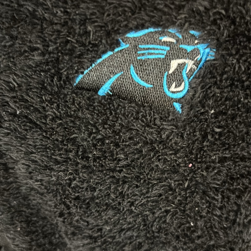 NFL Team Apparel Fuzzy Black Full Zip Carolina Panthers Hoodie Jacket Size Large - Picture 3 of 14